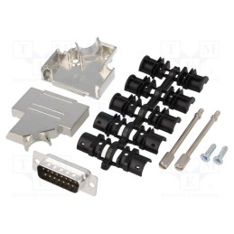 1 pcs x ENCITECH - D45ZK15-DBP-K - D-Sub, PIN: 15, plug, male, soldering, for cable, black