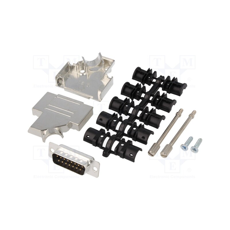 1 pcs x ENCITECH - D45ZK15-DBP-K - D-Sub, PIN: 15, plug, male, soldering, for cable, black