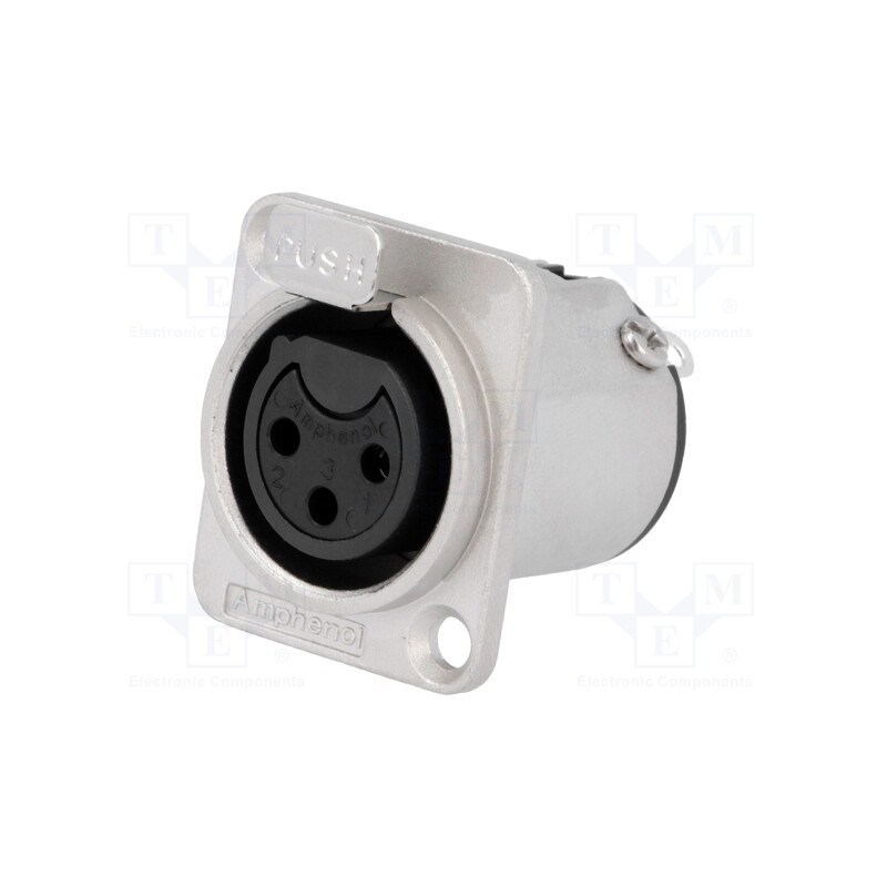 1 pcs x AMPHENOL - AC3FDZ - Socket, XLR, female, PIN: 3, straight, with push button, soldering