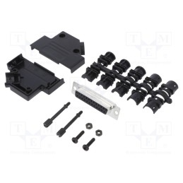 1 pcs x Amphenol Communications Solutions - L17D45PK-P-25+L77SDB25S - D-Sub, PIN: 25, female, angled 45°, soldering, for cable, 