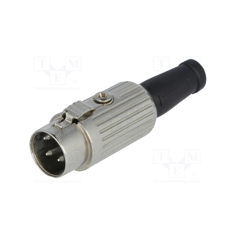 1 pcs x DELTRON - 590-0400 - Plug, DIN, male, PIN: 4, Layout: 216°, straight, for cable, soldering