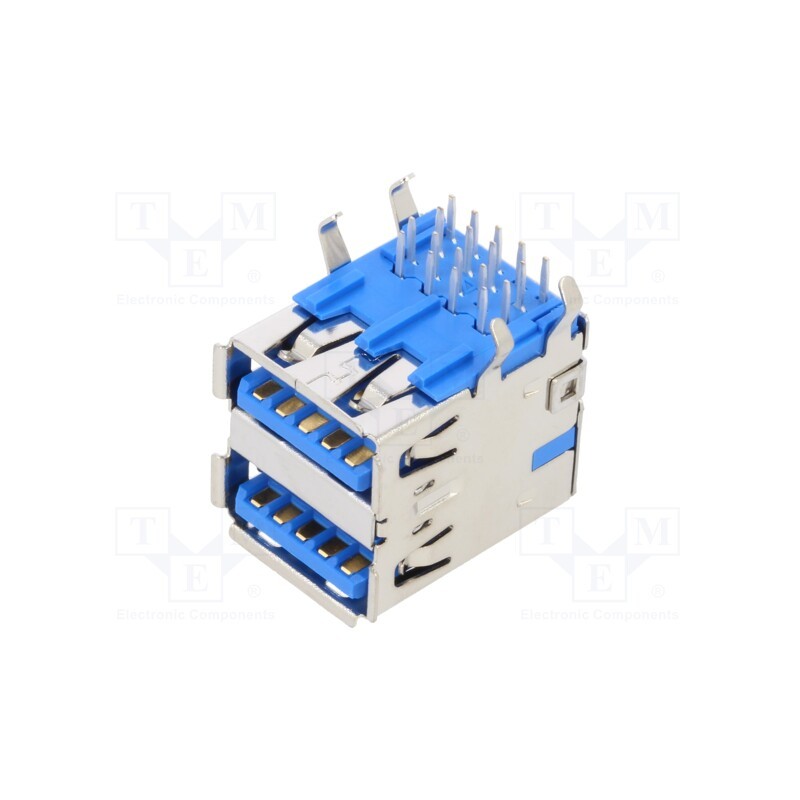 1 pcs x MOLEX - 484060003 - Socket, USB A, on PCBs, THT, PIN: 9, angled 90°, double, USB 3.0