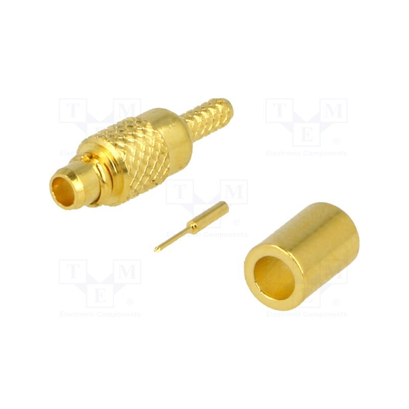 1 pcs x AMPHENOL RF - MMCX1121A1-3GT30G-14-50 - Plug, MMCX, male, straight, 50Ω, RG178(A,B),RG196(A), crimped, PTFE