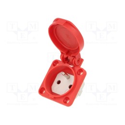 1 pcs x PCE - 104-0R - Connector: AC supply, socket, 2P+PE, 250VAC, 16A, red, PIN: 3, IP54