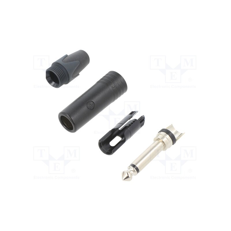 1 pcs x NEUTRIK - NP2X-BAG - Plug, Jack 6,3mm, male, mono, ways: 2, straight, for cable, black
