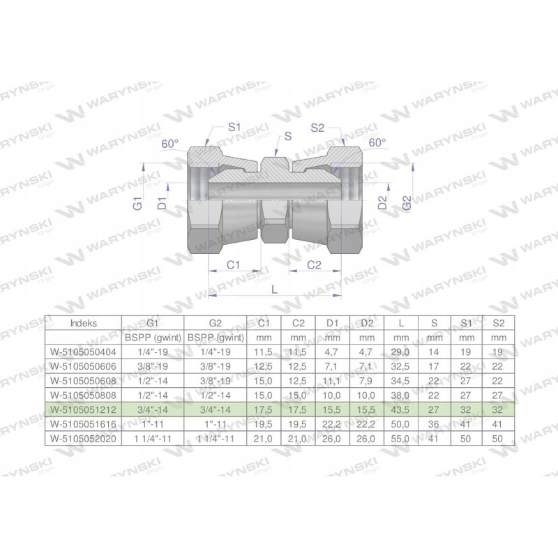 Inch hydraulic connector aa 3 4 bsp