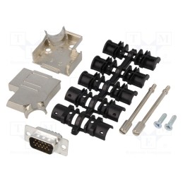 1 pcs x ENCITECH - D45ZK09-HDP-K - D-Sub HD, PIN: 15, plug, male, soldering, for cable, black