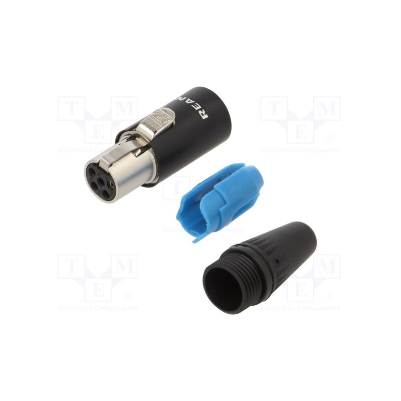1 pcs x REAN - RT5FC-B - Plug, XLR mini, female, PIN: 5, straight, for cable, soldering, 500V