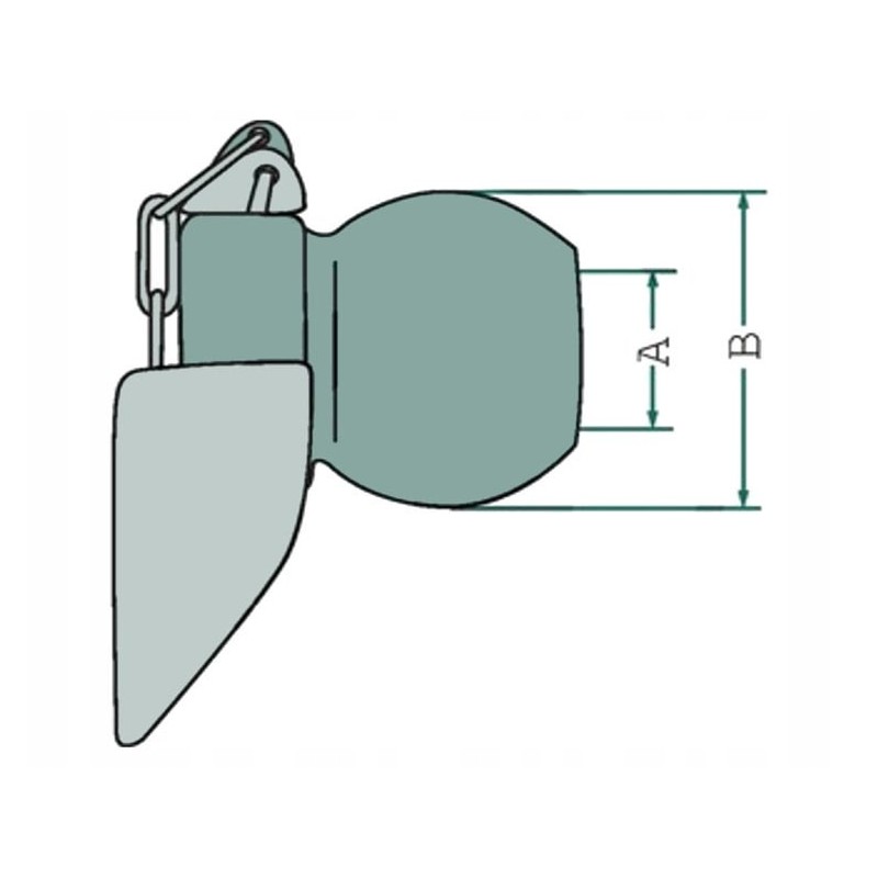 Ball with collar, connector 37x64 with chain and clamp