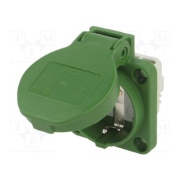 1 pcs x PCE - 105-0U - Connector: AC supply, socket, 2P+PE, 250VAC, 16A, green, PIN: 3, IP54