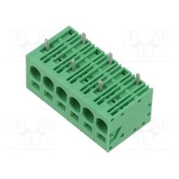 1 pcs x ADAM TECH - EB167A-06-M - PCB terminal block, Contacts ph: 7.5mm, ways: 6, angled 90°, green