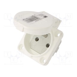 1 pcs x PCE - 104-0W - Connector: AC supply, socket, 2P+PE, 250VAC, 16A, white, PIN: 3, IP54
