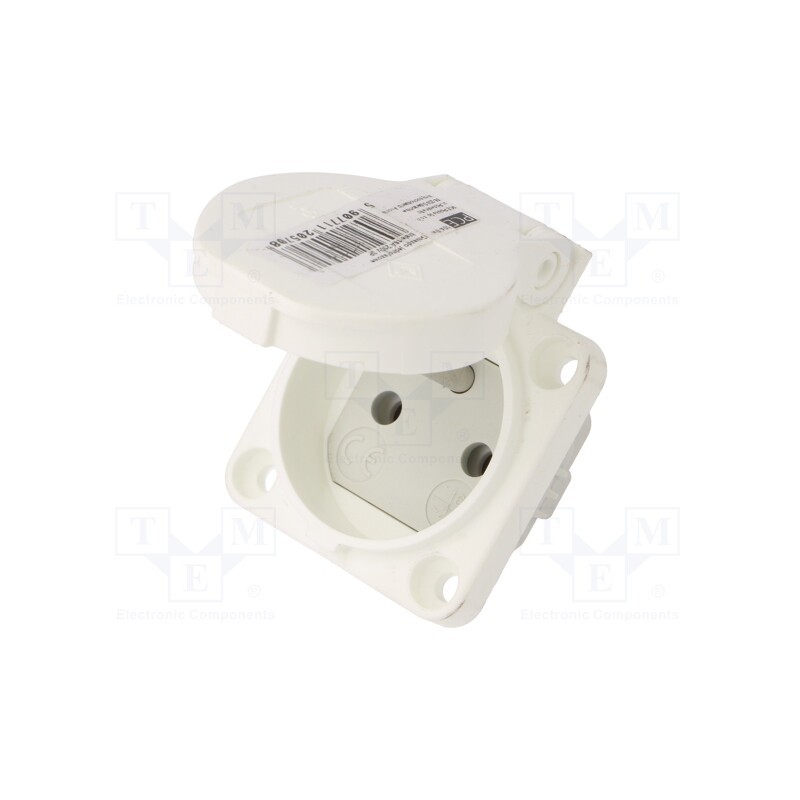 1 pcs x PCE - 104-0W - Connector: AC supply, socket, 2P+PE, 250VAC, 16A, white, PIN: 3, IP54