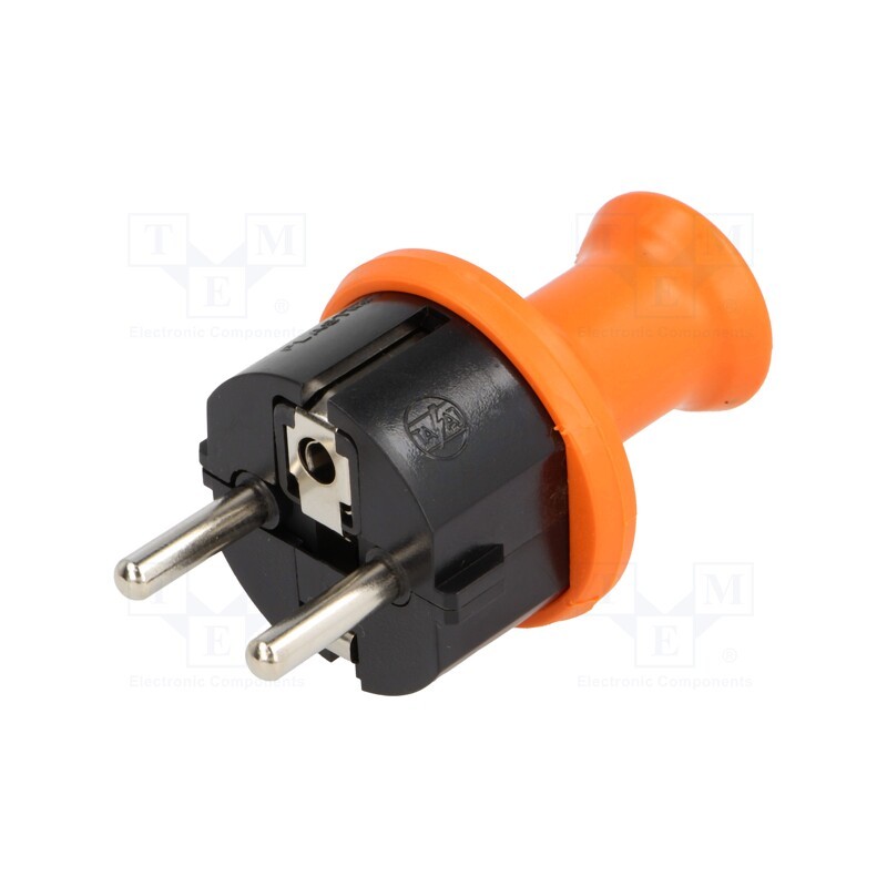 1 pcs x PLASTROL - W-10119 - Connector: AC supply, male, plug, 2P+PE, 230VAC, 16A, orange, PIN: 3