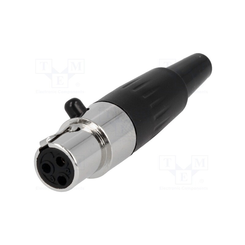 1 pcs x AMPHENOL - AG3F - Plug, XLR mini, female, PIN: 3, for cable, soldering, 5A, 0.5mm2