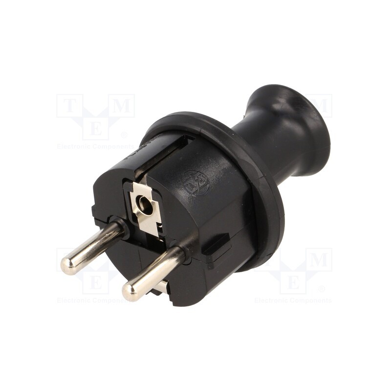 1 pcs x PLASTROL - W-10118 - Connector: AC supply, male, plug, 2P+PE, 230VAC, 16A, black, PIN: 3