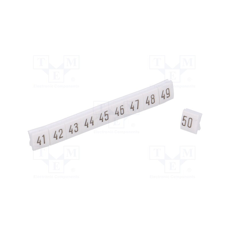 1 set x POKu00d3J - B51-72D4 - Marker, white, Width: 4.5mm, PCV, Marking: 41-50, -30÷100°C, push-in