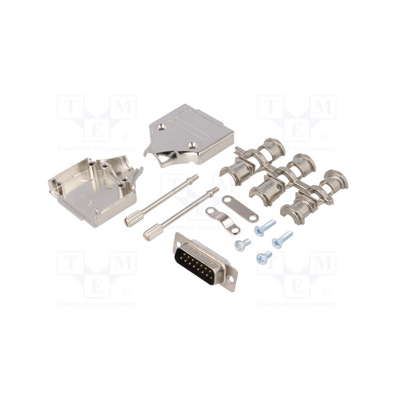 1 pcs x ENCITECH - 6355-0005-02 - D-Sub, PIN: 15, plug, male, straight, soldering, for cable, black