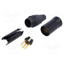 1 pcs x NEUTRIK - NC3MXX-B-D - Plug, XLR, male, PIN: 3, straight, for cable, soldering, 16A, 14AWG