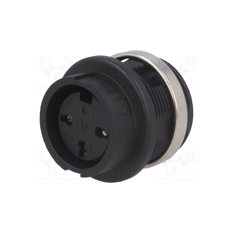 1 pcs x AMPHENOL - T3277000U - Socket, DIN, female, PIN: 3, for panel mounting,screwed, soldering