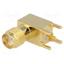 1 pcs x TE Connectivity - 5-1814400-2 - Socket, SMA, female, angled 90°, 50Ω, THT, on PCBs, PTFE