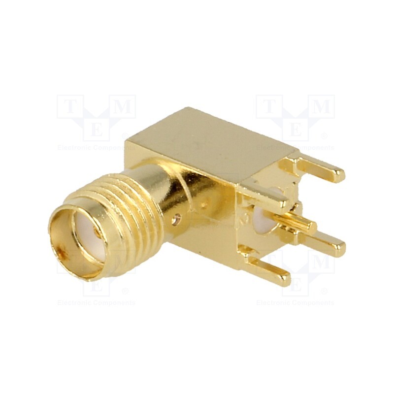 1 pcs x TE Connectivity - 5-1814400-2 - Socket, SMA, female, angled 90°, 50Ω, THT, on PCBs, PTFE