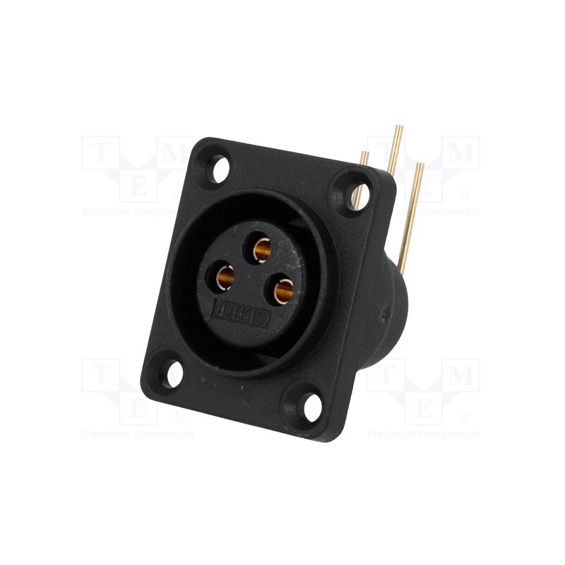 1 pcs x CLIFF - CP30072 - Socket, XLR, female, PIN: 3, angled 90°, sealed, THT, gold-plated, 5A
