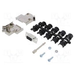 1 pcs x Amphenol Communications Solutions - L17D45PK-M-09+L77SDE09S - D-Sub, PIN: 9, female, angled 45°, soldering, for cable, g