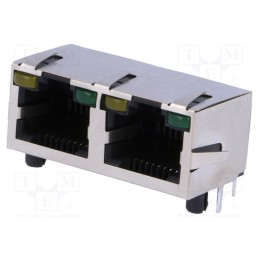 1 pcs x Amphenol Communications Solutions - RJHSE-5381-02 - Socket, RJ45, Cat: 5, shielded,double,with LED, Layout: 8p8c, THT