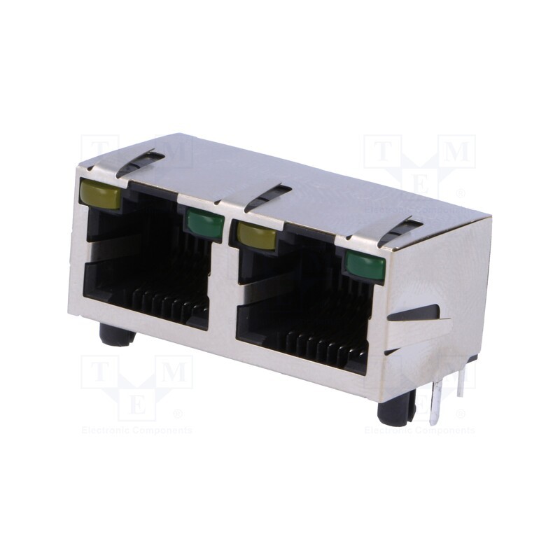 1 pcs x Amphenol Communications Solutions - RJHSE-5381-02 - Socket, RJ45, Cat: 5, shielded,double,with LED, Layout: 8p8c, THT