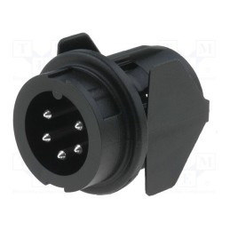 1 pcs x AMPHENOL - T3376500U - Socket, DIN, male, PIN: 5, Layout: 240°, soldering, 300V, 5A, 0.5mm2