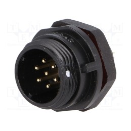 1 pcs x WEIPU - SP1312/P7-N - Socket, SP13, male, PIN: 7, IP68, 5A, soldering, for panel mounting