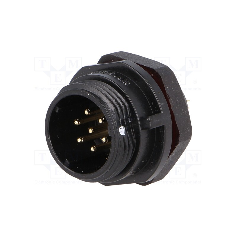 1 pcs x WEIPU - SP1312/P7-N - Socket, SP13, male, PIN: 7, IP68, 5A, soldering, for panel mounting