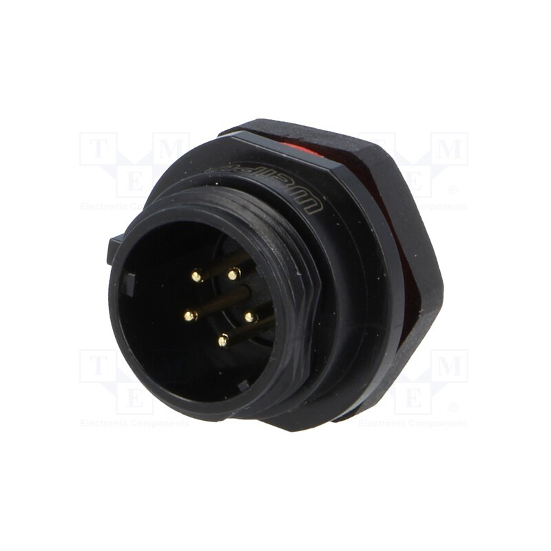 1 pcs x WEIPU - SP1312/P5-N - Socket, SP13, male, PIN: 5, IP68, 5A, soldering, for panel mounting
