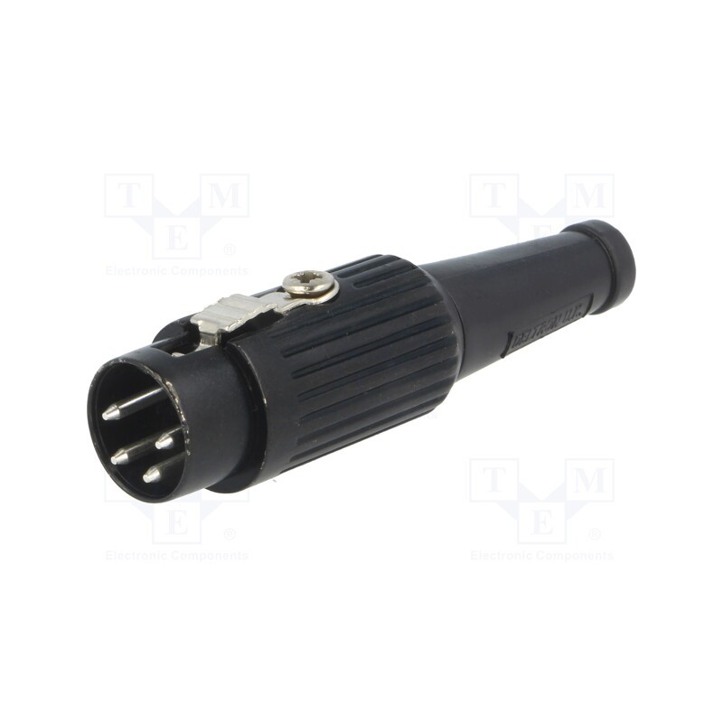 1 pcs x DELTRON - 591-0400 - Plug, DIN, male, PIN: 4, Layout: 216°, straight, for cable, soldering