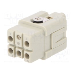1 pcs x TE Connectivity - HQ-005-F - Connector: HDC, female, HQ, PIN: 6, 5+PE, size 1, w/o contacts, 16A