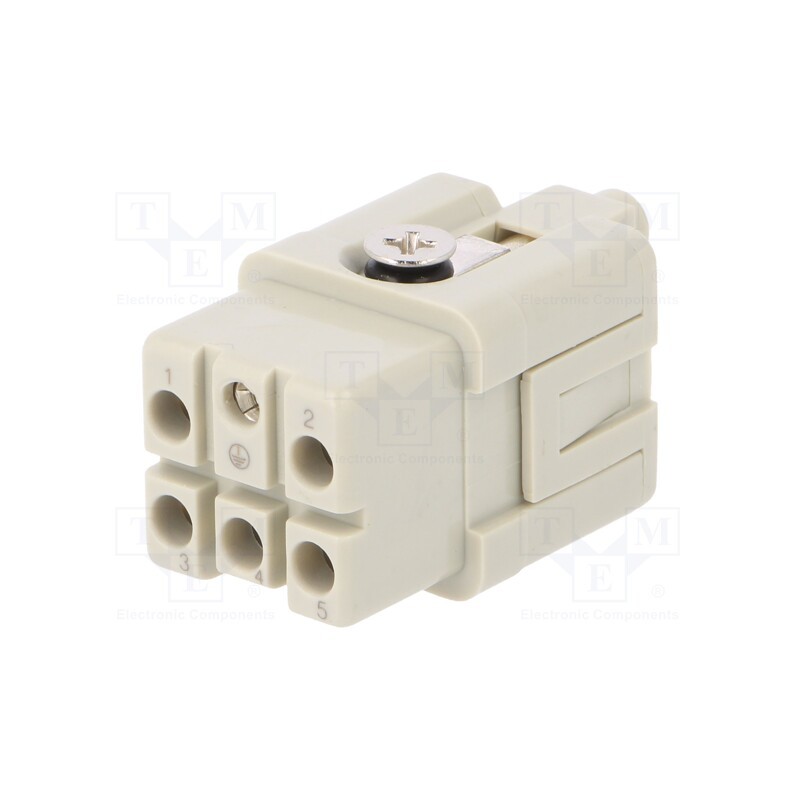 1 pcs x TE Connectivity - HQ-005-F - Connector: HDC, female, HQ, PIN: 6, 5+PE, size 1, w/o contacts, 16A