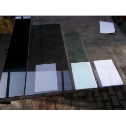 The glass is bent to the dimensions of an excavator and a loader