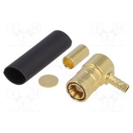 1 pcs x AMPHENOL RF - SMB6112D1-3GT30G-5-50 - Plug, SMB, female, angled 90°, 50Ω, crimped, for cable, PTFE, 0.3dB