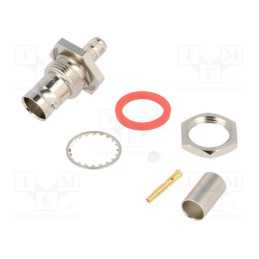 1 pcs x AMPHENOL RF - B6421A1-NT3G-3-75 - Socket, BNC, female, straight, 75Ω, crimped, for panel mounting