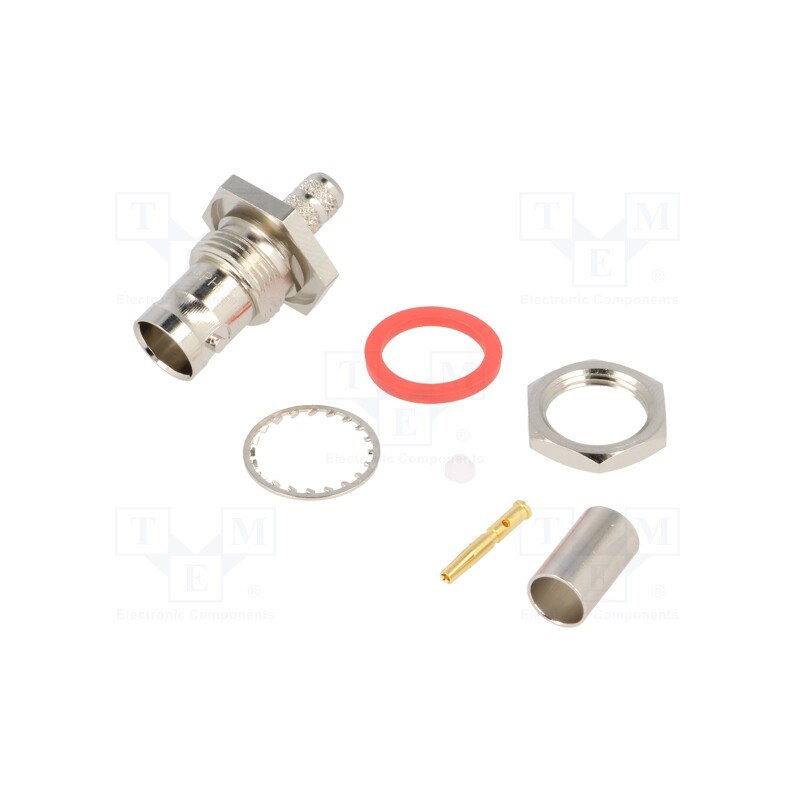 1 pcs x AMPHENOL RF - B6421A1-NT3G-3-75 - Socket, BNC, female, straight, 75Ω, crimped, for panel mounting