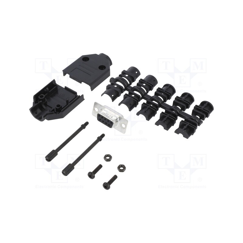 1 pcs x Amphenol Communications Solutions - L17DTPK-P-09+L77SDE09S - D-Sub, PIN: 9, female, straight, soldering, for cable, gold