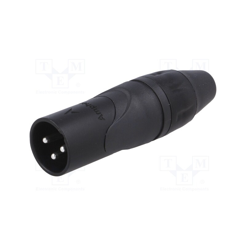 1 pcs x AMPHENOL - AX3MB - Plug, XLR, male, PIN: 3, straight, for cable, soldering, 133V, 15A