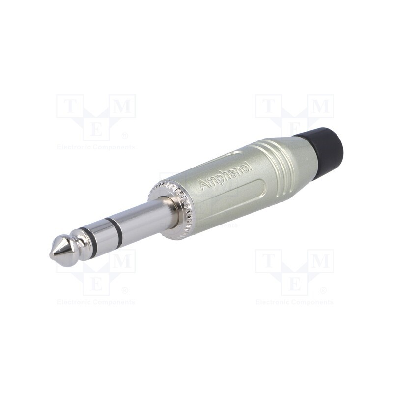 1 pcs x AMPHENOL - ACPS-GN - Plug, Jack 6,3mm, male, stereo, ways: 3, straight, for cable, grey