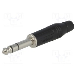 1 pcs x AMPHENOL - ACPS-GB - Plug, Jack 6,3mm, male, stereo, ways: 3, straight, for cable, grey
