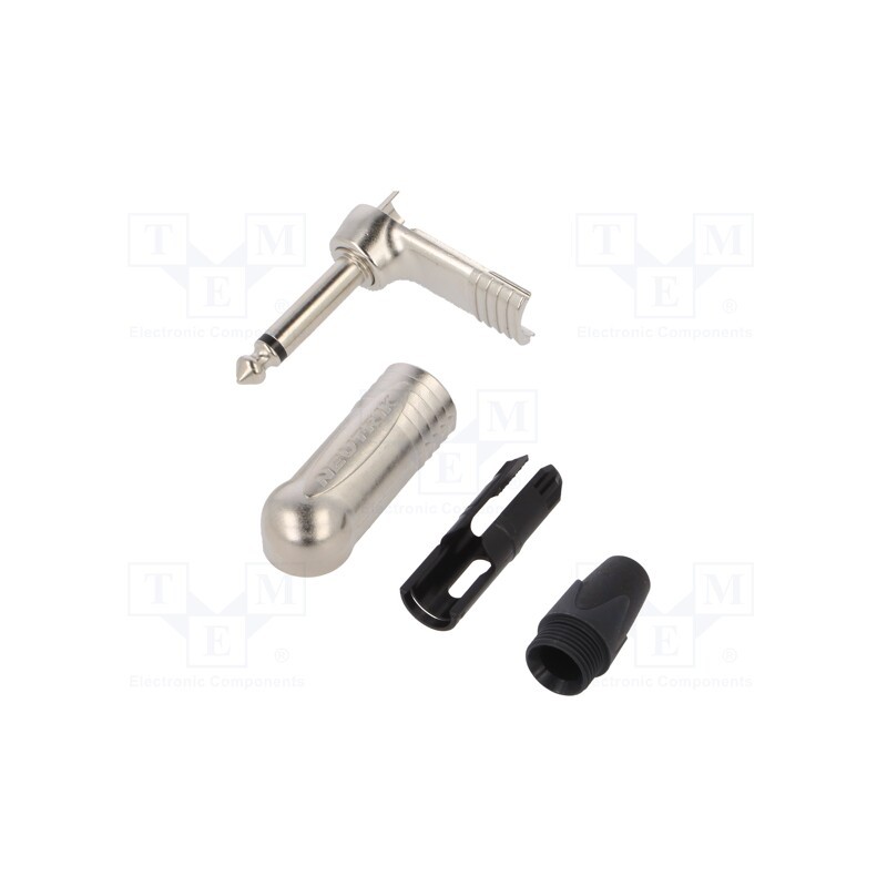 1 pcs x NEUTRIK - NP2RX - Plug, Jack 6,3mm, male, mono, ways: 2, angled 90°, for cable, silver