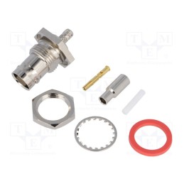 1 pcs x AMPHENOL RF - B6421E1-ND3G-5-50 - Socket, BNC, female, straight, 50Ω, crimped, for panel mounting