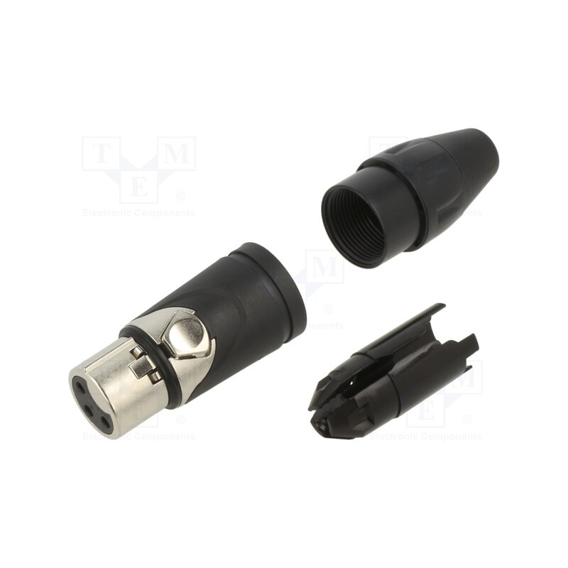 1 pcs x AMPHENOL - AXX3F - Plug, XLR, female, PIN: 3, straight, for cable, soldering, tinned