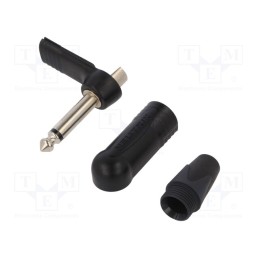 1 pcs x NEUTRIK - NP2RX-BAG - Plug, Jack 6,3mm, male, mono, ways: 2, angled 90°, for cable, black
