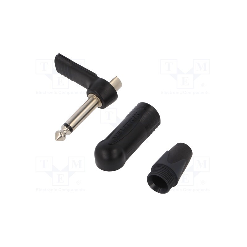 1 pcs x NEUTRIK - NP2RX-BAG - Plug, Jack 6,3mm, male, mono, ways: 2, angled 90°, for cable, black